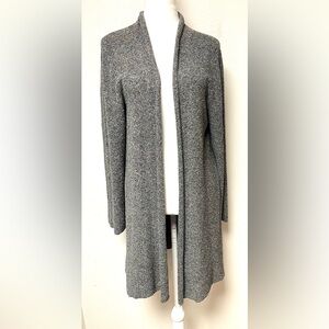 Eileen Fisher Silk Cardigan Duster Textured Open Front Dark Gray 
Size Large